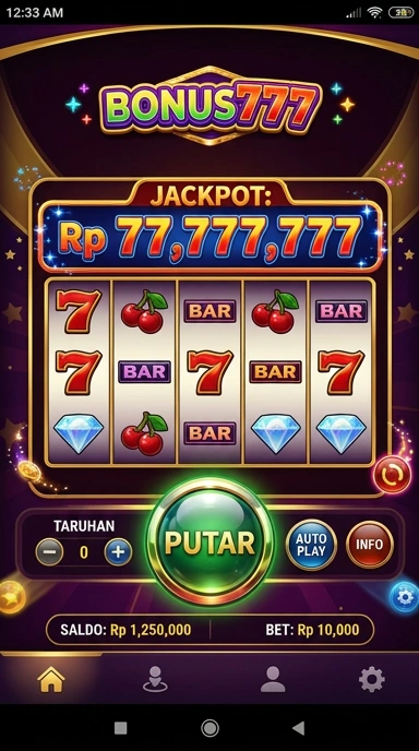 Tampilan antarmuka bonus777 yang sederhana dan bersih.